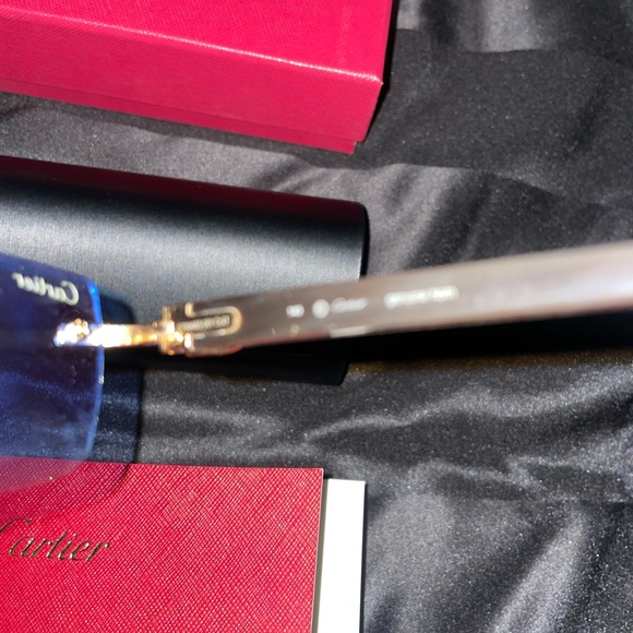 CARTIER CT0046O HORN ICE BLUE SUNGLASSES - Picture 3 of 3